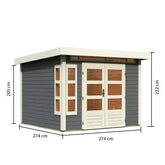 Abri de jardin en bois massif gris terre 7,50m² Kastorf 6 – Karibu Ma boutique